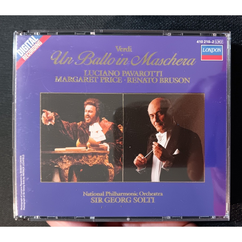 Verdi Un Ballo in Maschera Pavarotti Solti London 2 CD Box Set West Germany 1985